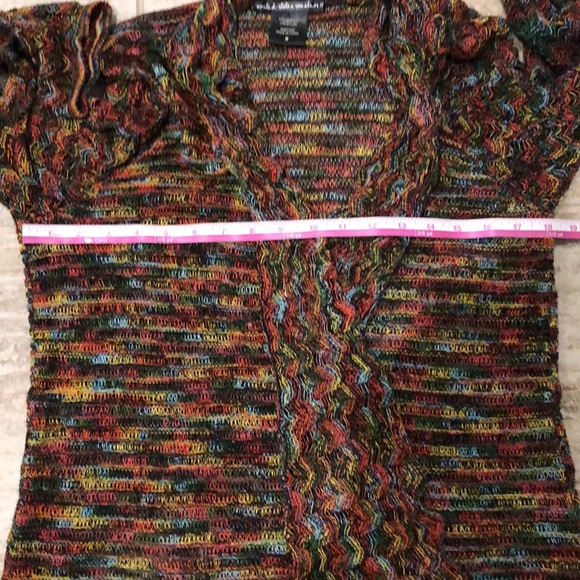 United States Sweaters  Multi  Colored Print Knit Open Cardigan Sweater Medium - Picture 9 of 12